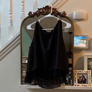 Zara Black Basic Collection Sleeveless Top Blouse Layered Lace Trim M